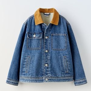 NEW Zara Boys Denim Sherpa Jacket